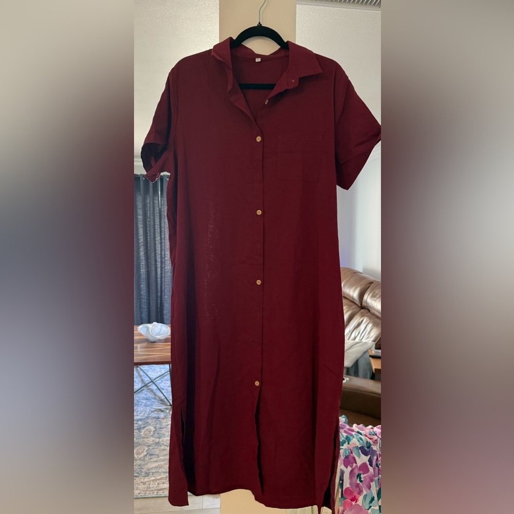 Burgundy Button-Up Shirt
